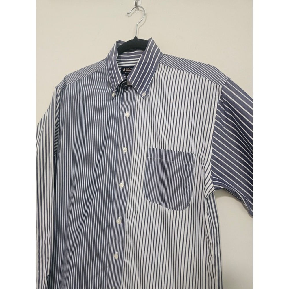 Brooks Brothers Mens S Blue Mixed Stripe Shirt Non-Iron Button Down Fun Shirt ~ - Picture 5 of 8